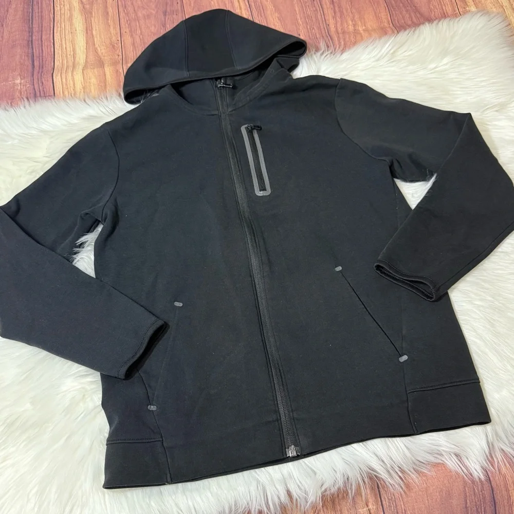 Old Navy Active Dynamic Fleece Boys Size L (10/12) Black Hooded Jacket